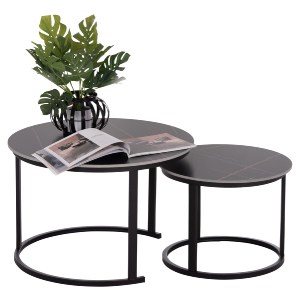 74923 ΤΡΑΠΕΖΙ ΣΑΛΟΝΙΟΥ 2ΤΜΧ TALOS ΚΕΡΑΜΙΚΟ TOP ΜΕ ΟΨΗ ΜΑΥΡΟΥ ΜΑΡΜΑΡΟΥ HM18140.02 Φ70+Φ50