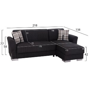 74946 ΓΩΝΙΑΚΟΣ ΚΑΝΑΠΕΣ-ΚΡΕΒΑΤΙ ΜΕ ΑΠΟΘ. ΧΩΡΟ BRONKO HM3291.01 ΑΝΘΡΑΚΙ ΥΦΑΣΜΑ 218x138x77Y