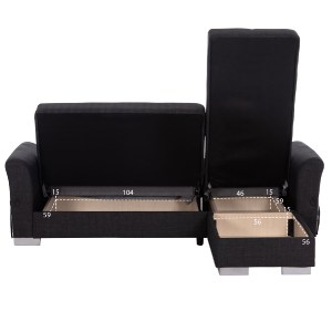 74946 ΓΩΝΙΑΚΟΣ ΚΑΝΑΠΕΣ-ΚΡΕΒΑΤΙ ΜΕ ΑΠΟΘ. ΧΩΡΟ BRONKO HM3291.01 ΑΝΘΡΑΚΙ ΥΦΑΣΜΑ 218x138x77Y