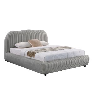 74949 ΚΡΕΒΑΤΙ ΔΙΠΛΟ ΜΕ ΑΠΟΘ.ΧΩΡΟ KALLY HM729.01 ΓΚΡΙ FEAUX FUR ΥΦΑΣΜΑ--ΣΤΡΩΜΑ 160x200εκ