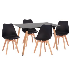 74953 ΣΕΤ ΤΡΑΠΕΖΑΡΙΑΣ 5ΤΜΧ VEGAS HM21185 MDF TOP ΣΕ ΜΑΥΡΟ--ΠΟΔΙΑ ΟΞΙΑΣ