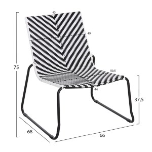74957 ΣΕΤ LOUNGE 3TMX ΕΞ.ΧΩΡΟΥ PONY HM21193.02 ΜΕΤΑΛΛΟ ΚΑΙ ΣΥΝΘ.RATTAN ΣΕ ΛΕΥΚΟ-ΜΑΥΡΟ
