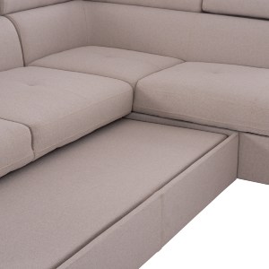 74993 ΓΩΝΙΑΚΟΣ ΚΑΝΑΠΕΣ-ΚΡΕΒΑΤΙ ΜΕ ΑΠΟΘ.ΧΩΡΟ ENCORE HM3301.03R ΜΠΕΖ ΥΦΑΣΜΑ 285x205x90Υεκ.