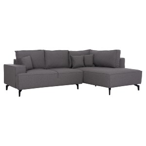 74995 ΓΩΝΙΑΚΟΣ ΚΑΝΑΠΕΣ-ΚΡΕΒΑΤΙ ΜΕ ΑΠΟΘ.ΧΩΡΟ SAFFIRA HM3303.01R ΓΚΡΙ ΥΦΑΣΜΑ 270x195x100Υεκ.