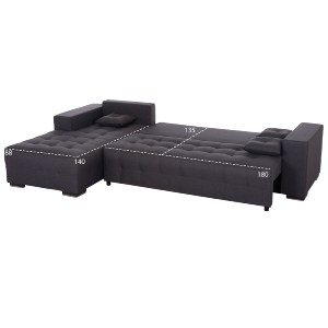 74998 ΓΩΝΙΑΚΟΣ ΚΑΝΑΠΕΣ-ΚΡΕΒΑΤΙ ΜΕ ΑΠΟΘ.ΧΩΡΟ TRENDSTON HM3302.01L ΓΚΡΙ ΥΦΑΣΜΑ 298x177x95Υεκ