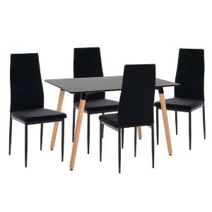 75021 ΣΕΤ ΤΡΑΠΕΖΑΡΙΑΣ 5ΤΜΧ MINIMAL HM21173 MDF TOP ΜΑΥΡΟ-ΒΕΛΟΥΔΟ & ΜΕΤΑΛΛΟ ΜΑΥΡΟ