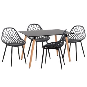 75023 ΣΕΤ ΤΡΑΠΕΖΑΡΙΑΣ 5ΤΜΧ LIO HM21175 MDF TOP & ΠΟΛΥΠΡΟΠΥΛΕΝΙΟ ΣΕ ΜΑΥΡΟ