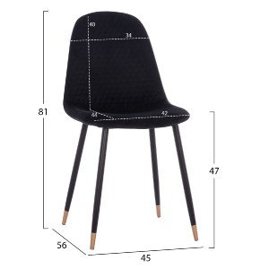 75040 ΣΕΤ ΤΡΑΠΕΖΑΡΙΑΣ 5ΤΜΧ ALIZA HM11196.09 MDF TOP-ΒΕΛΟΥΔΟ & ΜΕΤΑΛΛΟ ΣΕ ΜΑΥΡΟ