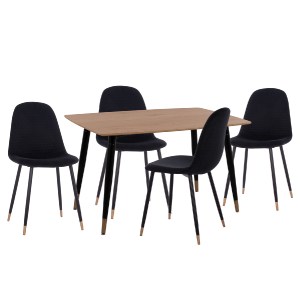 75040 ΣΕΤ ΤΡΑΠΕΖΑΡΙΑΣ 5ΤΜΧ ALIZA HM11196.09 MDF TOP-ΒΕΛΟΥΔΟ & ΜΕΤΑΛΛΟ ΣΕ ΜΑΥΡΟ