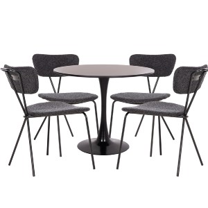 75045 ΣΕΤ ΤΡΑΠΕΖΑΡΙΑΣ 5ΤΜΧ BROLIN HM21200 MDF TOP & ΜΕΤΑΛΛΟ ΜΑΥΡΟ-ΣΚΟΥΡΟ ΓΚΡΙ ΥΦΑΣΜΑ