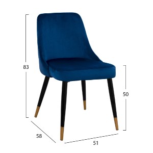 75051 ΣΕΤ ΤΡΑΠΕΖΑΡΙΑΣ 5ΤΜΧ JOLIE HM11198.08 MDF TOP-ΒΕΛΟΥΔΟ ΜΠΛΕ & ΜΕΤΑΛΛΟ ΜΑΥΡΟ