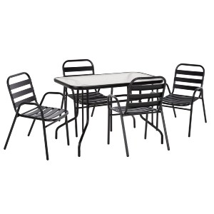 75209 ΣΕΤ ΤΡΑΠΕΖΑΡΙΑΣ 5ΤΜΧ ADAM HM21219.01 ΚΑΡΕΚΛΕΣ ΜΕΤΑΛΛΙΚΕΣ & ΤΡΑΠΕΖΙ 110x60 ΜΑΥΡΟ