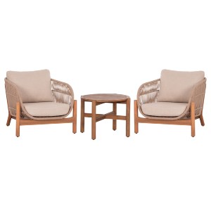 75219 LOUNGE ΣΕΤ SANJI HM21214 ΤΡΑΠΕΖΙ & 2 ΠΟΛΥΘΡΟΝΕΣ--ΞΥΛΟ ΑΚΑΚΙΑΣ-ΑΛΟΥΜΙΝΙΟ-ΣΧΟΙΝΙ