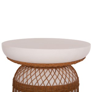 75230 ΒΟΗΘΗΤΙΚΟ ΤΡΑΠΕΖΙ PRILEP HM18159.02 FIBER CEMENT ΛΕΥΚΟ & RATTAN--Φ60x76,5Υεκ
