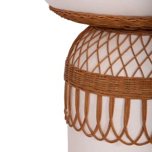 75230 ΒΟΗΘΗΤΙΚΟ ΤΡΑΠΕΖΙ PRILEP HM18159.02 FIBER CEMENT ΛΕΥΚΟ & RATTAN--Φ60x76,5Υεκ