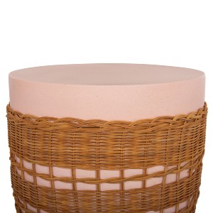 75234 ΒΟΗΘΗΤΙΚΟ ΤΡΑΠΕΖΙ VILHENA HM18166 FIBER CEMENT ΡΟΖ-RATTAN ΦΥΣΙΚΟ Φ44.5x45Υεκ.