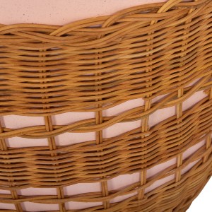 75234 ΒΟΗΘΗΤΙΚΟ ΤΡΑΠΕΖΙ VILHENA HM18166 FIBER CEMENT ΡΟΖ-RATTAN ΦΥΣΙΚΟ Φ44.5x45Υεκ.