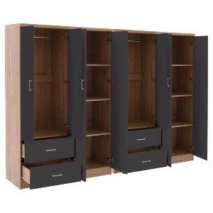75318 ΝΤΟΥΛΑΠΑ 8ΦΥΛΛΗ BRIANA HM21237.01 ΜΕΛΑΜΙΝΗ SONAMA & ΣΚΟΥΡΟ ΓΚΡΙ 241x42,5Χ180,5Υεκ.