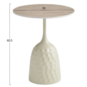 75350 ΤΡΑΠΕΖΙ ΣΑΛΟΝΙΟΥ LONGSTEM HM18317.04 ΒΑΣΗ ΣΑΜΠΑΝΙ--ΚΕΡΑΜΙΚΟ TOP TRAVERTINE STONE Φ50