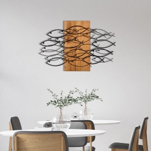 75396 ΔΙΑΚΟΣΜΗΤΙΚΟ ΤΟΙΧΟΥ ΨΑΡΙΑ HM4811-ΦΥΛΛΑ ΜΕΤΑΛΛΟΥ ΜΑΥΡΑ-ΞΥΛΟ 87x3(βάθος)x58Υεκ.