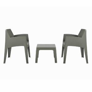 75500 ΣΕΤ 3ΤΜΧ ΠΟΛΥΠΡΟΠΥΛΕΝΙΟΥ SLEEK HM21267.05 ΤΡΑΠΕΖΑΚΙ & 2 ΠΟΛΥΘΡΟΝΕΣ-DARK OLIVE GREEN