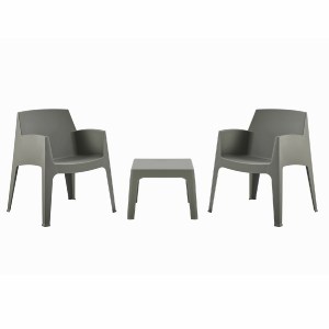 75500 ΣΕΤ 3ΤΜΧ ΠΟΛΥΠΡΟΠΥΛΕΝΙΟΥ SLEEK HM21267.05 ΤΡΑΠΕΖΑΚΙ & 2 ΠΟΛΥΘΡΟΝΕΣ-DARK OLIVE GREEN