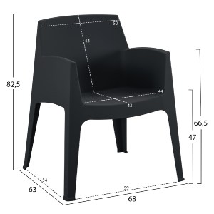 75503 ΣΕΤ 3ΤΜΧ ΠΟΛΥΠΡΟΠΥΛΕΝΙΟΥ SLEEK HM21267.02 ΤΡΑΠΕΖΑΚΙ & 2 ΠΟΛΥΘΡΟΝΕΣ-ΜΑΥΡΟ