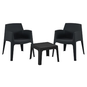 75503 ΣΕΤ 3ΤΜΧ ΠΟΛΥΠΡΟΠΥΛΕΝΙΟΥ SLEEK HM21267.02 ΤΡΑΠΕΖΑΚΙ & 2 ΠΟΛΥΘΡΟΝΕΣ-ΜΑΥΡΟ