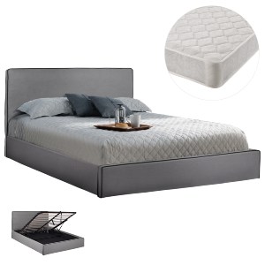 75542 ΚΡΕΒΑΤΙ ΔΙΠΛΟ & ΣΤΡΩΜΑ ALLIE HM21273.01 ΓΚΡΙ ΥΦΑΣΜΑ ΜΕ ΑΠΟΘ.ΧΩΡΟ--ΓΙΑ 160x200 εκ.