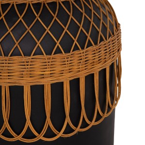 75579 ΒΟΗΘΗΤΙΚΟ ΤΡΑΠΕΖΙ PRILEP HM18159.01 FIBER CEMENT ΜΑΥΡΟ & RATTAN--Φ60x76,5Υεκ