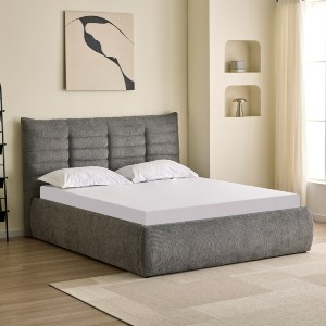 75582 ΚΡΕΒΑΤΙ ΔΙΠΛΟ SANDRA HM732.01 ΓΚΡΙ ΥΦΑΣΜΑ & ΑΠΟΘΗΚΕΥΤΙΚΟΣ ΧΩΡΟΣ--ΣΤΡΩΜΑ 160x200εκ