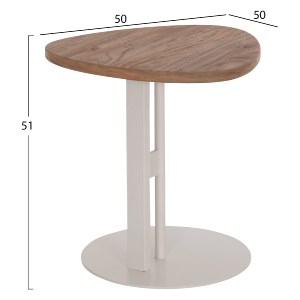 75595 ΒΟΗΘΗΤΙΚΟ ΤΡΑΠΕΖΙ ΟΒΑΛ ALPER HM18328 MDF SONAMA--ΜΕΤΑΛΛΟ ΛΕΥΚΟ 50x50x51Υεκ.