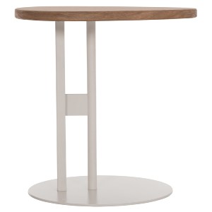 75595 ΒΟΗΘΗΤΙΚΟ ΤΡΑΠΕΖΙ ΟΒΑΛ ALPER HM18328 MDF SONAMA--ΜΕΤΑΛΛΟ ΛΕΥΚΟ 50x50x51Υεκ.