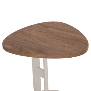 75595 ΒΟΗΘΗΤΙΚΟ ΤΡΑΠΕΖΙ ΟΒΑΛ ALPER HM18328 MDF SONAMA--ΜΕΤΑΛΛΟ ΛΕΥΚΟ 50x50x51Υεκ.
