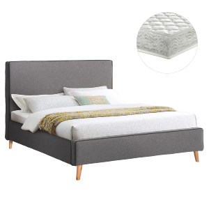 75620 ΚΡΕΒΑΤΙ ΜΕ ΣΤΡΩΜΑ INDRA HM21280.01 ΓΚΡΙ ΥΦΑΣΜΑ--ΓΙΑ 160x200εκ