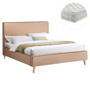 75621 ΚΡΕΒΑΤΙ ΜΕ ΣΤΡΩΜΑ INDRA HM21280.02 ΜΠΕΖ ΥΦΑΣΜΑ--ΓΙΑ 160x200εκ