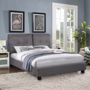 75636 ΚΡΕΒΑΤΙ ΜΕ ΣΤΡΩΜΑ BILLIE HM21284.03 ΓΚΡΙ ΥΦΑΣΜΑ--ΓΙΑ 160x200εκ