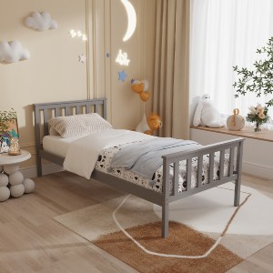 75681 ΚΡΕΒΑΤΙ ΠΑΙΔΙΚΟ ΜΕ ΣΤΡΩΜΑ GIMLY HM21300.02 ΞΥΛΟ ΠΕΥΚΟΥ ΣΕ ΓΚΡΙ- ΓΙΑ ΣΤΡΩΜΑ 90x190εκ