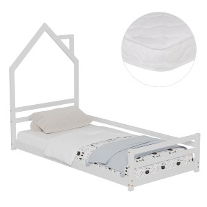 75682 ΚΡΕΒΑΤΙ ΠΑΙΔΙΚΟ ΜΕ ΣΤΡΩΜΑ HOUSER HM21301 ΞΥΛΟ ΠΕΥΚΟΥ ΣΕ ΛΕΥΚΟ--ΣΤΡΩΜΑ 90x190εκ