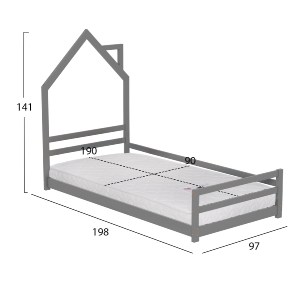 75683 ΚΡΕΒΑΤΙ ΠΑΙΔΙΚΟ ΜΕ ΣΤΡΩΜΑ HOUSER HM21301.01 ΞΥΛΟ ΠΕΥΚΟΥ ΣΕ ΓΚΡΙ--ΣΤΡΩΜΑ 90x190εκ
