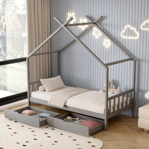 75696 ΚΡΕΒΑΤΙ ΠΑΙΔΙΚΟ ΜΕ ΣΤΡΩΜΑ KLARICE HM21305.02 ΞΥΛΟ ΠΕΥΚΟΥ ΣΕ ΓΚΡΙ--ΣΤΡΩΜΑ 90x190εκ