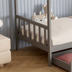75696 ΚΡΕΒΑΤΙ ΠΑΙΔΙΚΟ ΜΕ ΣΤΡΩΜΑ KLARICE HM21305.02 ΞΥΛΟ ΠΕΥΚΟΥ ΣΕ ΓΚΡΙ--ΣΤΡΩΜΑ 90x190εκ
