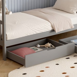 75696 ΚΡΕΒΑΤΙ ΠΑΙΔΙΚΟ ΜΕ ΣΤΡΩΜΑ KLARICE HM21305.02 ΞΥΛΟ ΠΕΥΚΟΥ ΣΕ ΓΚΡΙ--ΣΤΡΩΜΑ 90x190εκ