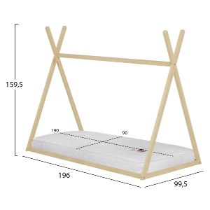 75697 ΚΡΕΒΑΤΙ ΠΑΙΔΙΚΟ ΜΕ ΣΤΡΩΜΑ MUNK HM21306 ΞΥΛΟ ΠΕΥΚΟΥ ΣΕ ΦΥΣΙΚΟ--ΣΤΡΩΜΑ 90x190εκ