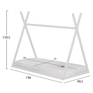 75698 ΚΡΕΒΑΤΙ ΠΑΙΔΙΚΟ ΜΕ ΣΤΡΩΜΑ MUNK HM21306.01 ΞΥΛΟ ΠΕΥΚΟΥ ΣΕ ΛΕΥΚΟ--ΣΤΡΩΜΑ 90x190εκ