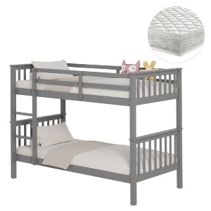 75702 ΚΟΥΚΕΤΑ ΠΑΙΔΙΚΗ ΜΕ 2 ΣΤΡΩΜΑΤΑ LANTAI HM21307.02 ΞΥΛΟ ΠΕΥΚΟΥ ΓΚΡΙ--ΣΤΡΩΜΑΤΑ 90x190εκ