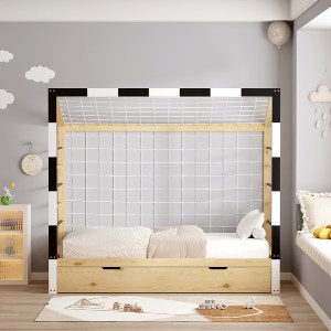75706 ΚΡΕΒΑΤΙ ΠΑΙΔΙΚΟ ΜΕ ΣΤΡΩΜΑ GOALIE HM21309 ΠΕΥΚΟ ΦΥΣΙΚΟ-ΛΕΥΚΟ-ΜΑΥΡΟ--ΣΤΡΩΜΑ 90x190εκ