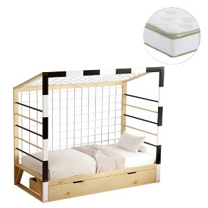 75706 ΚΡΕΒΑΤΙ ΠΑΙΔΙΚΟ ΜΕ ΣΤΡΩΜΑ GOALIE HM21309 ΠΕΥΚΟ ΦΥΣΙΚΟ-ΛΕΥΚΟ-ΜΑΥΡΟ--ΣΤΡΩΜΑ 90x190εκ