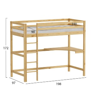 75709 ΚΟΥΚΕΤΑ ΠΑΙΔΙΚΗ ΜΕ ΓΡΑΦΕΙΟ AKRON HM21311 ΞΥΛΟ ΠΕΥΚΟΥ ΦΥΣΙΚΟ--ME ΣΤΡΩΜΑ 90x190εκ