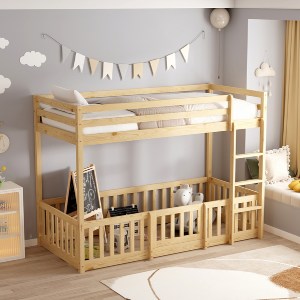 75711 ΚΟΥΚΕΤΑ ΠΑΙΔΙΚΗ ΜΕ ΠΑΡΚΑΚΙ PLAYKID HM21312 ΞΥΛΟ ΠΕΥΚΟΥ ΦΥΣΙΚΟ--ME ΣΤΡΩΜΑ 90x190εκ